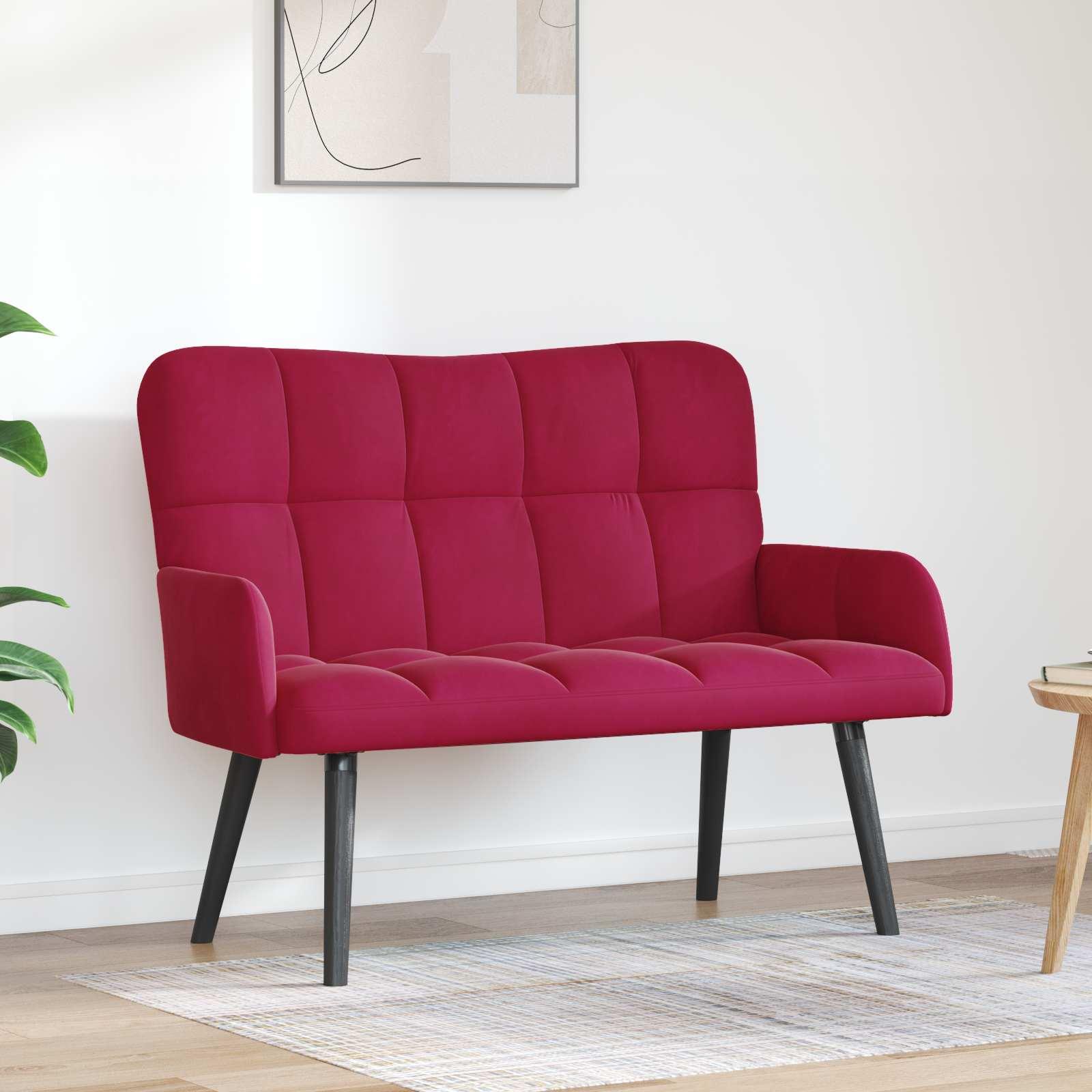To-personers sofa Vinrød 115 x 61 x 87 cm Fløjl