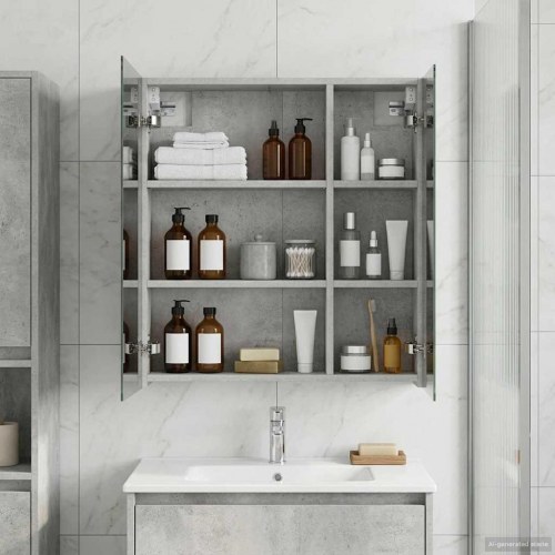 Badeværelsesspejlskab med hylde Beton Grå 60 x 14,5 x 70 cm