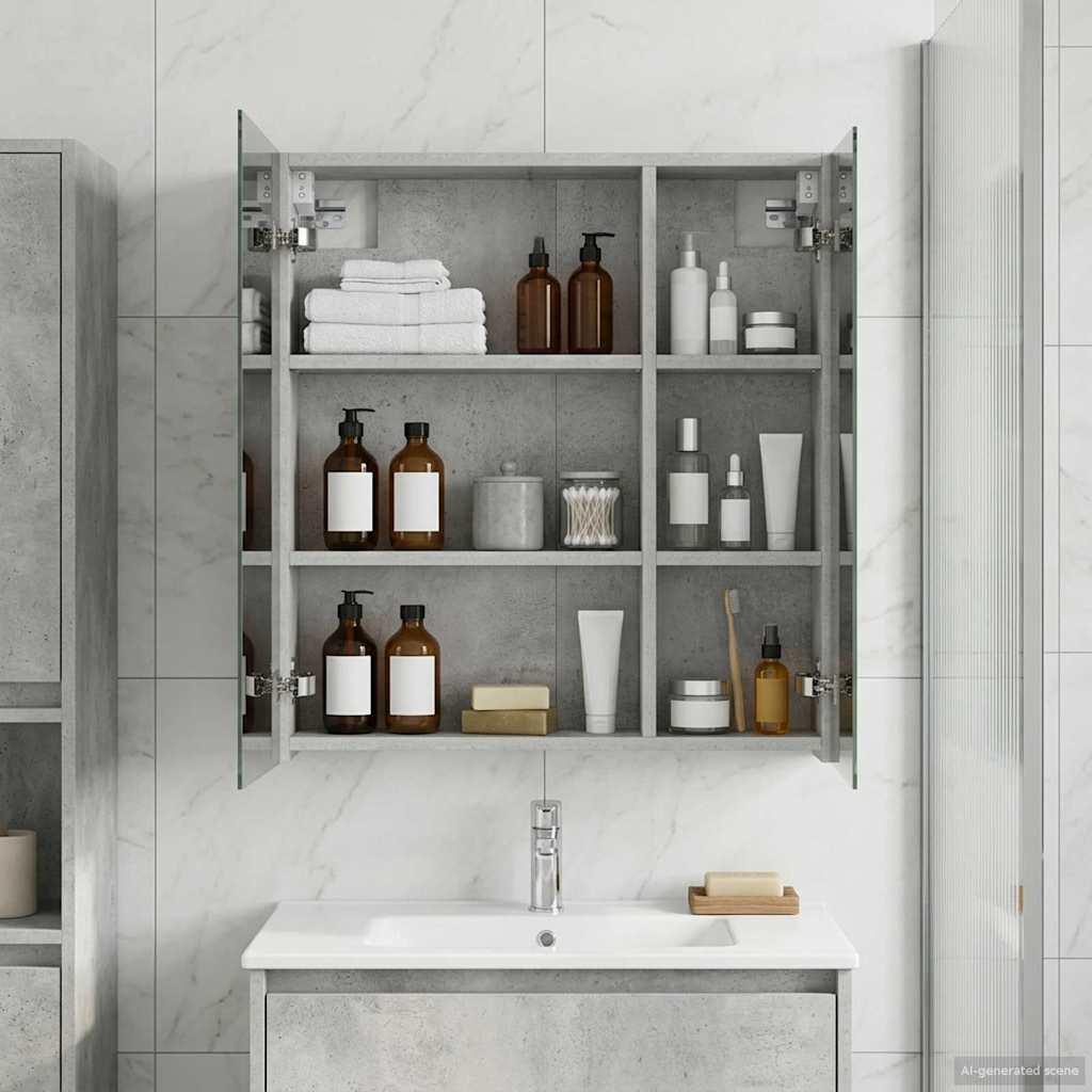 Badeværelsesspejlskab med hylde Beton Grå 60 x 14,5 x 70 cm