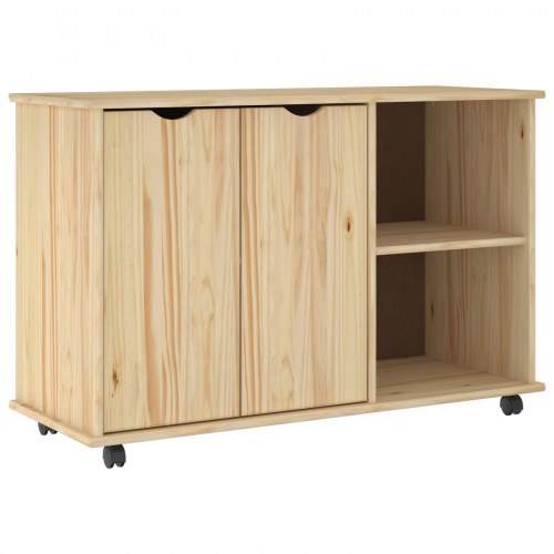 Rullende skab med hjul Brun 100 x 39 x 65,5 cm Massivt fyrretræ