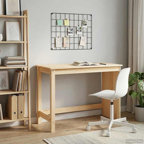 Skrivebord i massivt fyrretræ - brun, 112 × 50 × 75 cm