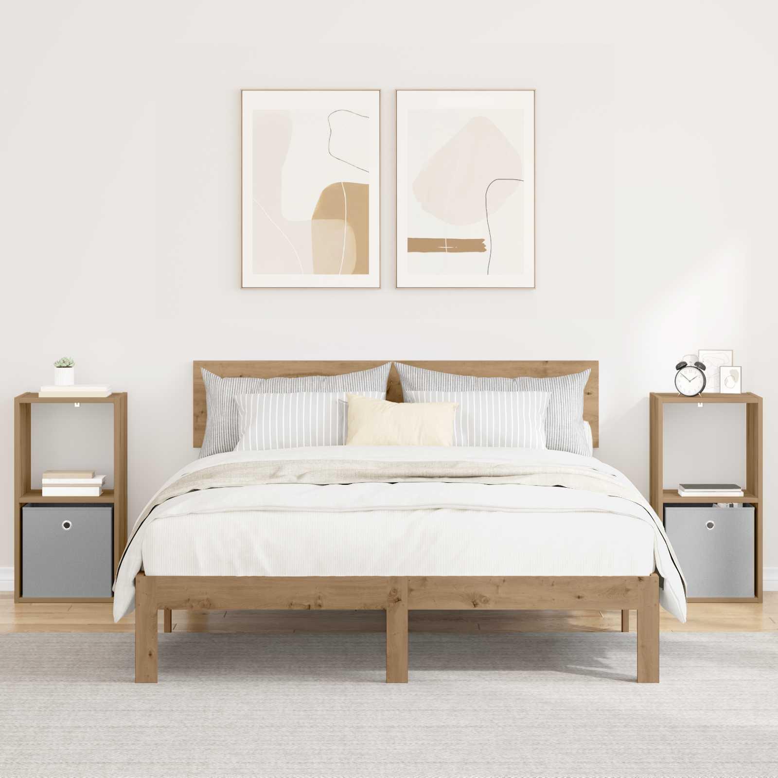 Sengebord med skuffe 2 stk Artisan Egetræ 35 x 32 x 68,5 cm