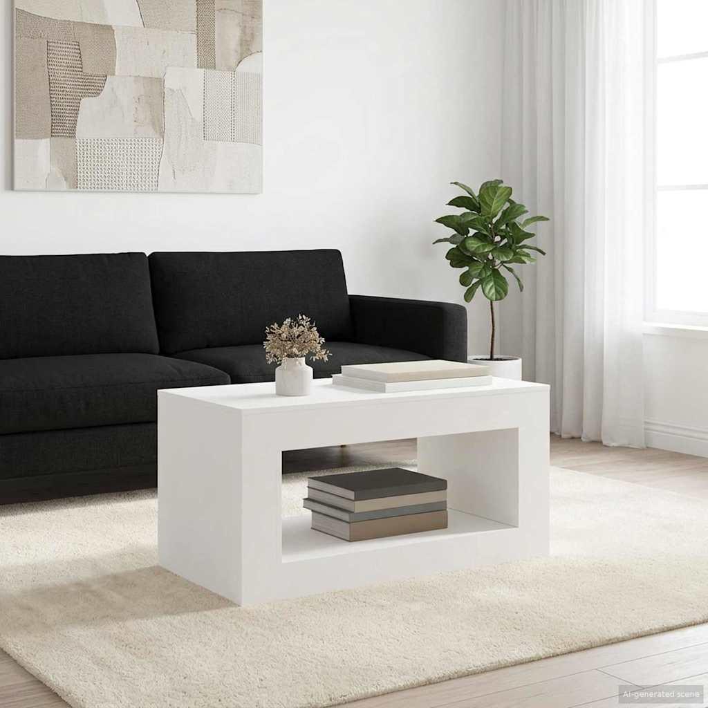 Sofabord med åben hylde - hvid, 99,5 × 50 × 50 cm