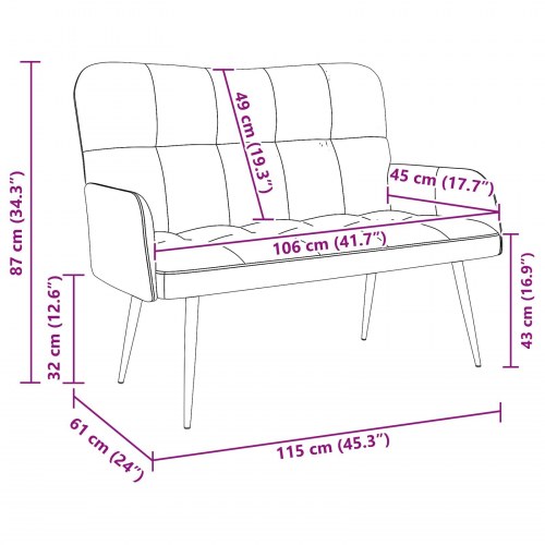 To-personers sofa Mørkegrøn 115 x 61 x 87 cm Stof
