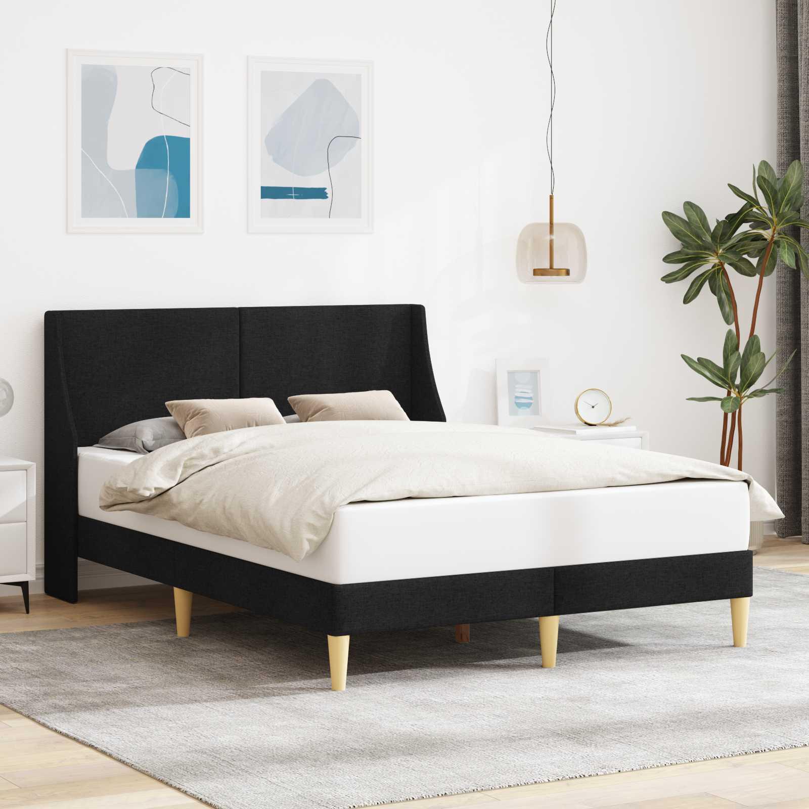 Sengestel Med Hovedgærde Forbindelsesplade - Sort / 120 x 190 cm