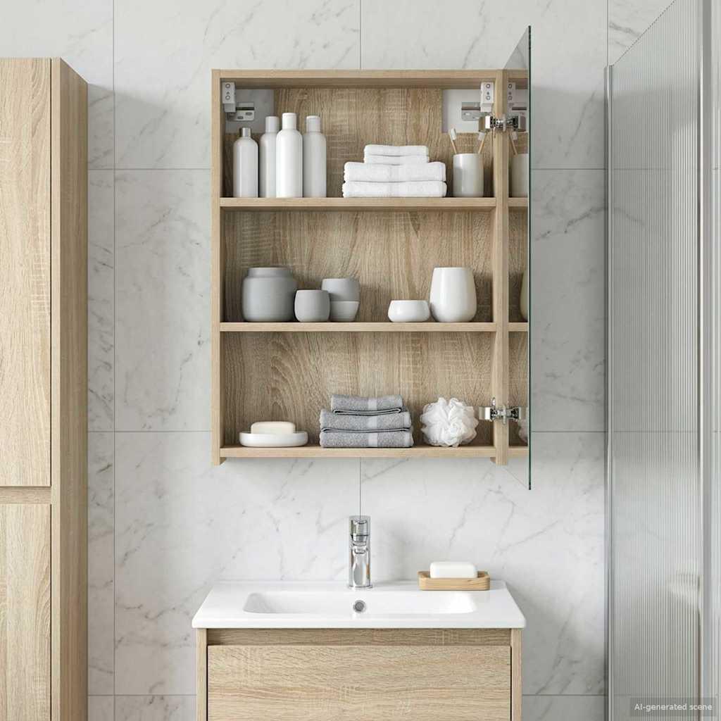 Badeværelsesspejlskab Konstrueret Træ - Sonoma-eg / 50 x 14,5 x 70 cm