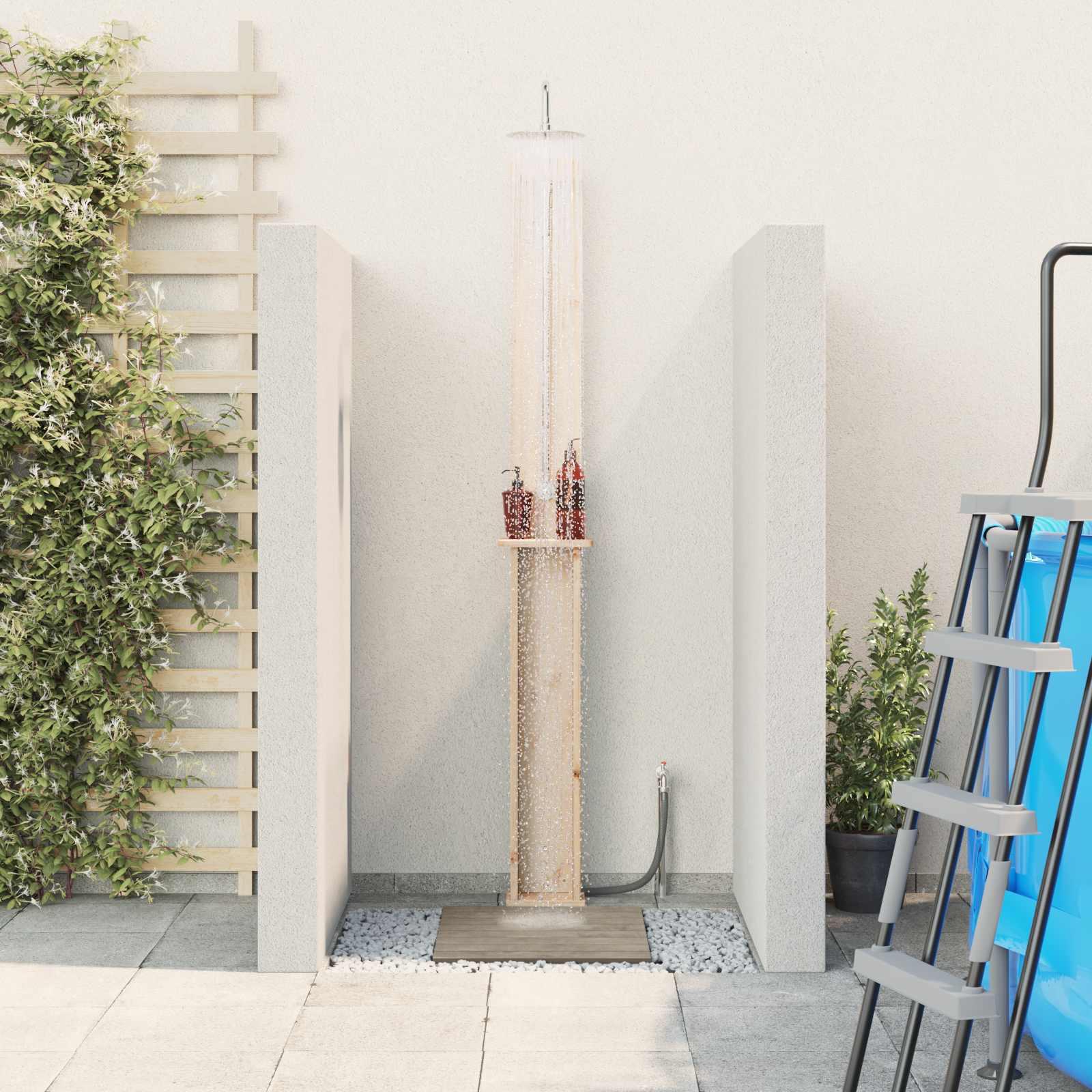 Udendørs bruser Naturfarvet 24 x 19 x 246 cm Massivt fyrretræ