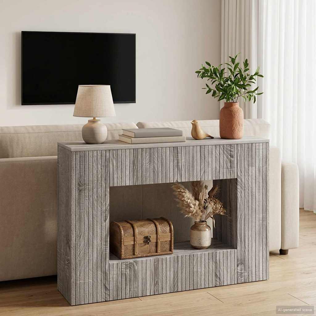 Konsolbord Stribet Grå Sonoma 101 x 29 x 74 cm Konstrueret træ
