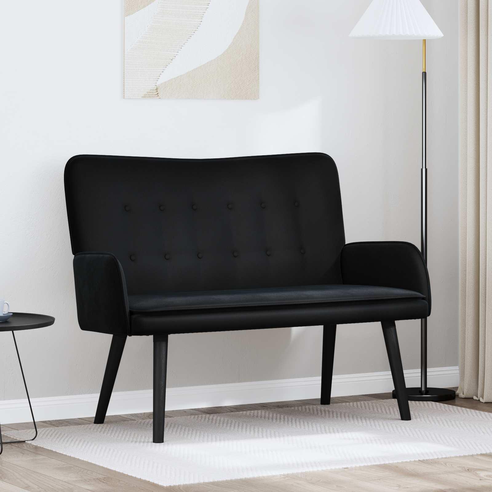 To-personers sofa Sort 115 x 61 x 87 cm Fløjl