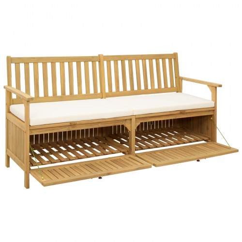 Opbevaringsbænk med pude med opbevaring 170 x 63 x 84 cm
