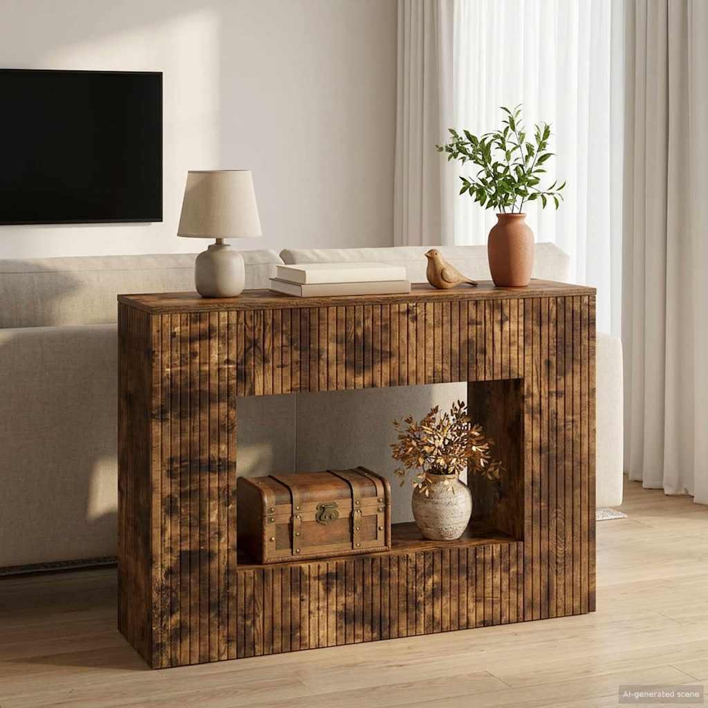 Konsolbord Stribet Røget Eg 101 x 29 x 74 cm Konstrueret træ