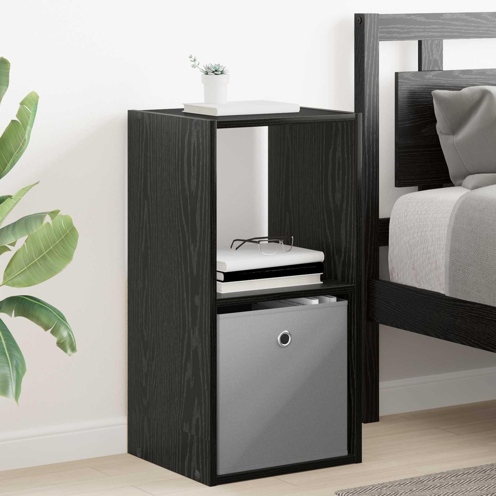 Sengebord med skuffe Sort eg 35 x 32 x 68,5 cm Konstrueret træ