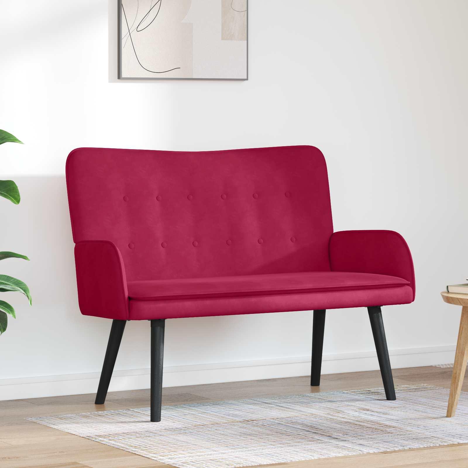 To-personers sofa Vinrød 115 x 61 x 87 cm Fløjl