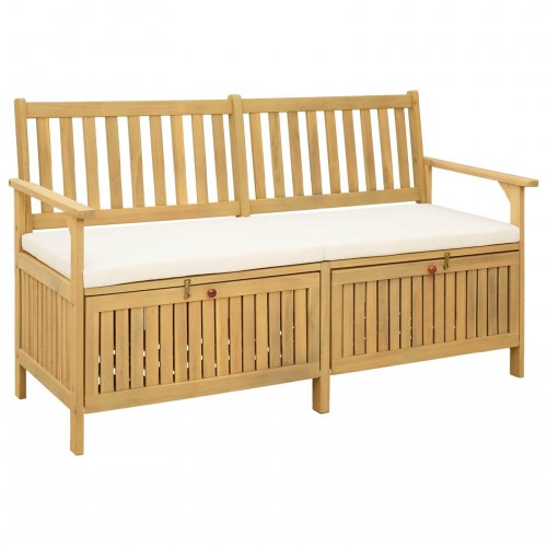 Opbevaringsbænk med pude med opbevaring 148 x 63 x 84 cm