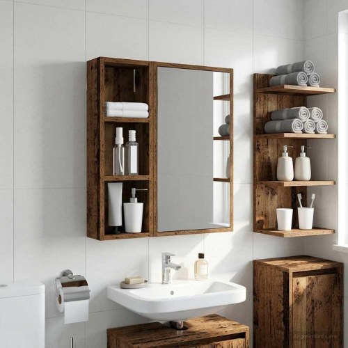 Badeværelsesvægskab med hylde Gammelt træ 20 x 10 x 60,5 cm