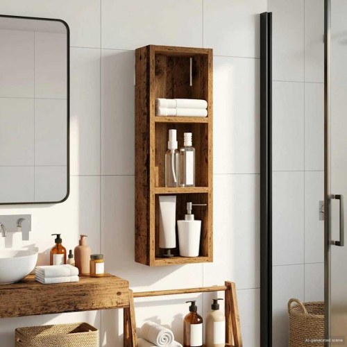 Badeværelsesvægskab med hylde Gammelt træ 20 x 10 x 60,5 cm