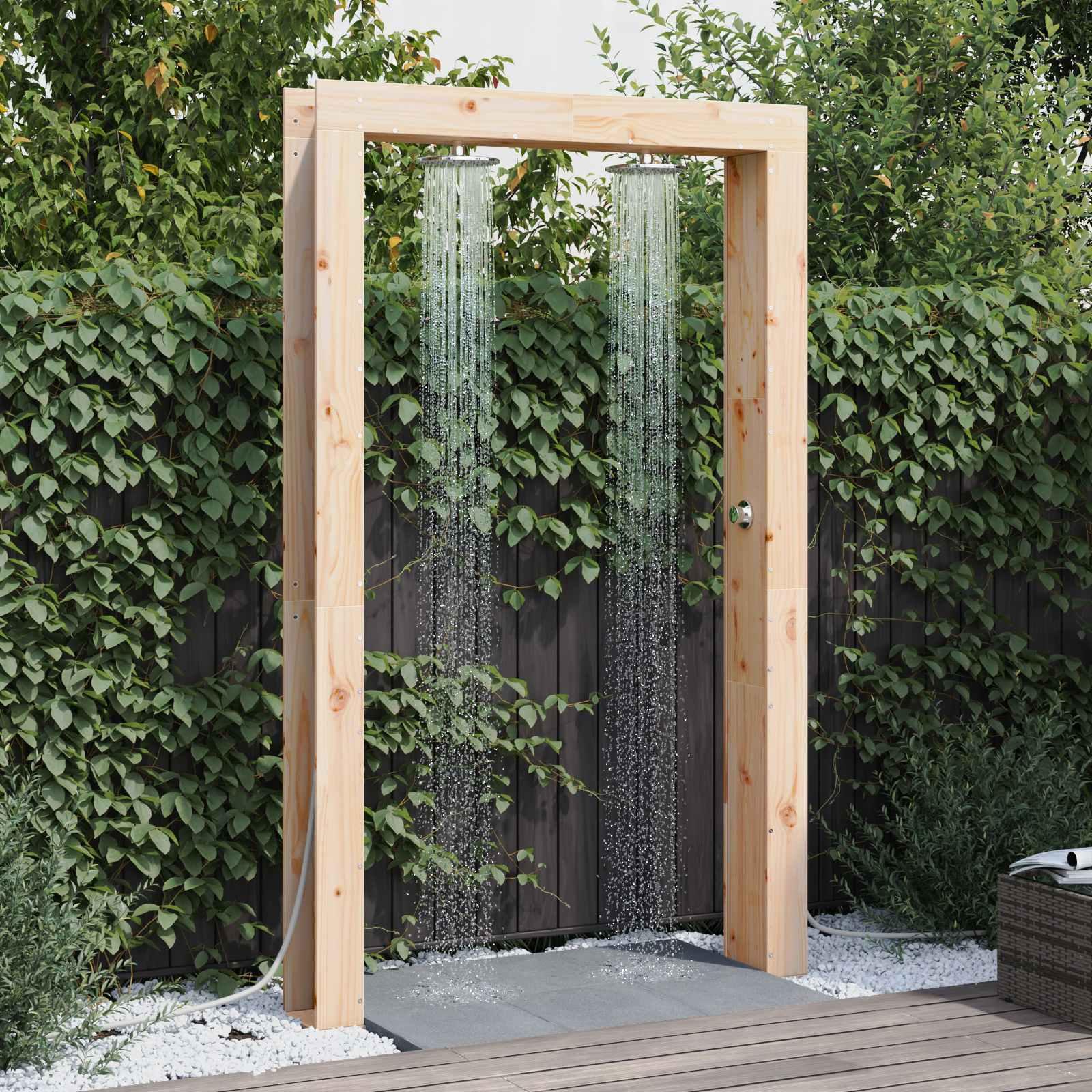 Udendørs bruser Naturfarvet 137 x 23 x 226 cm Massivt fyrretræ