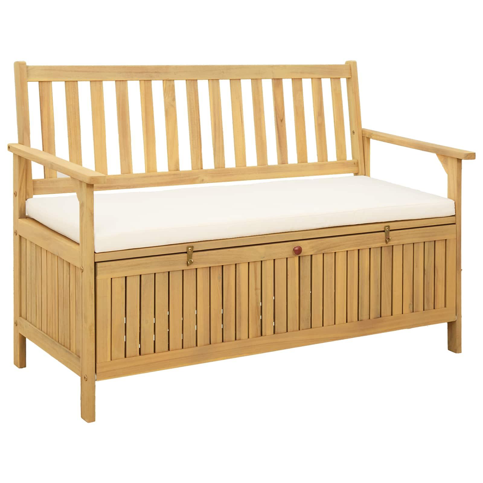 Opbevaringsbænk med pude med opbevaring 120 x 63 x 84 cm