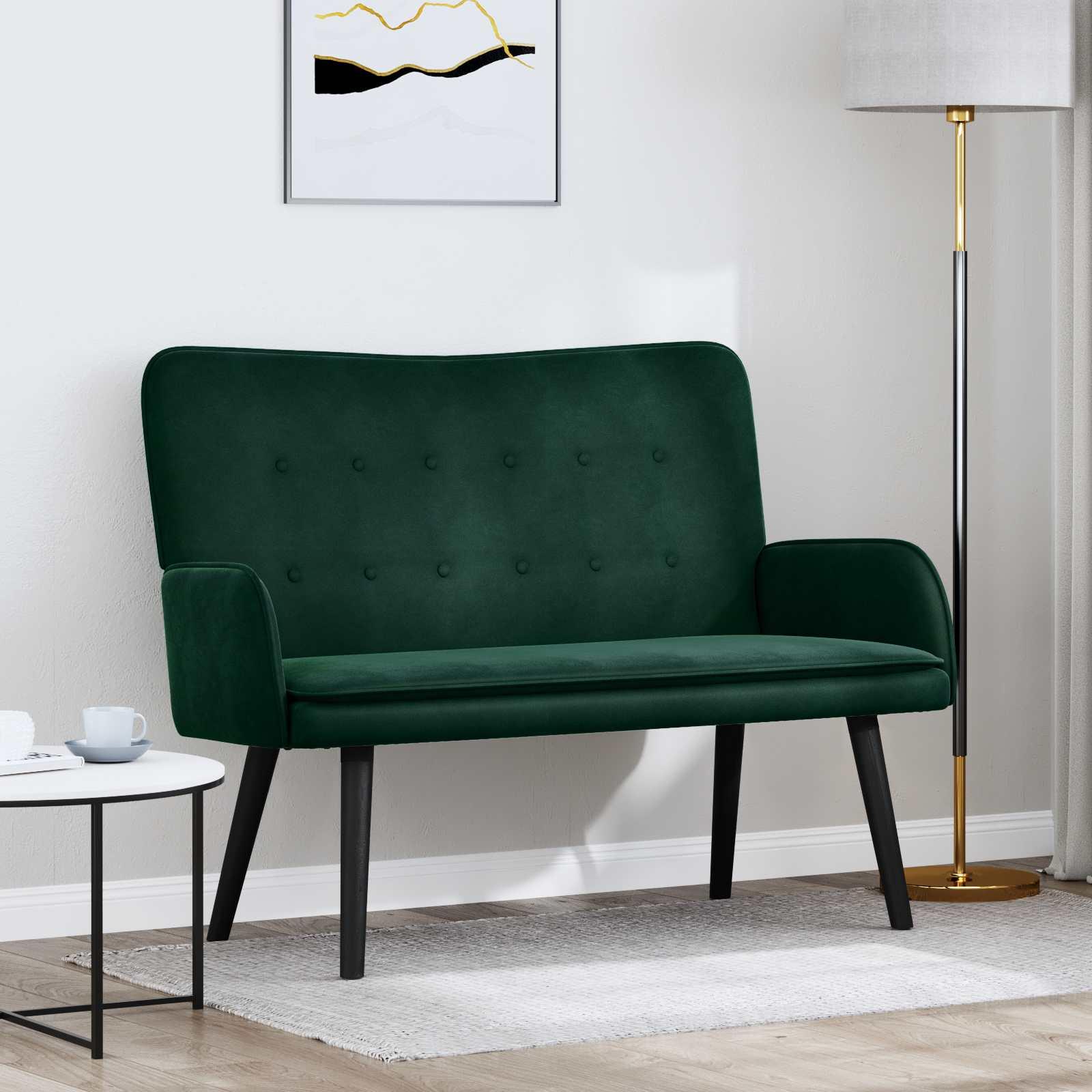 To-personers sofa Mørkegrøn 115 x 61 x 87 cm Fløjl