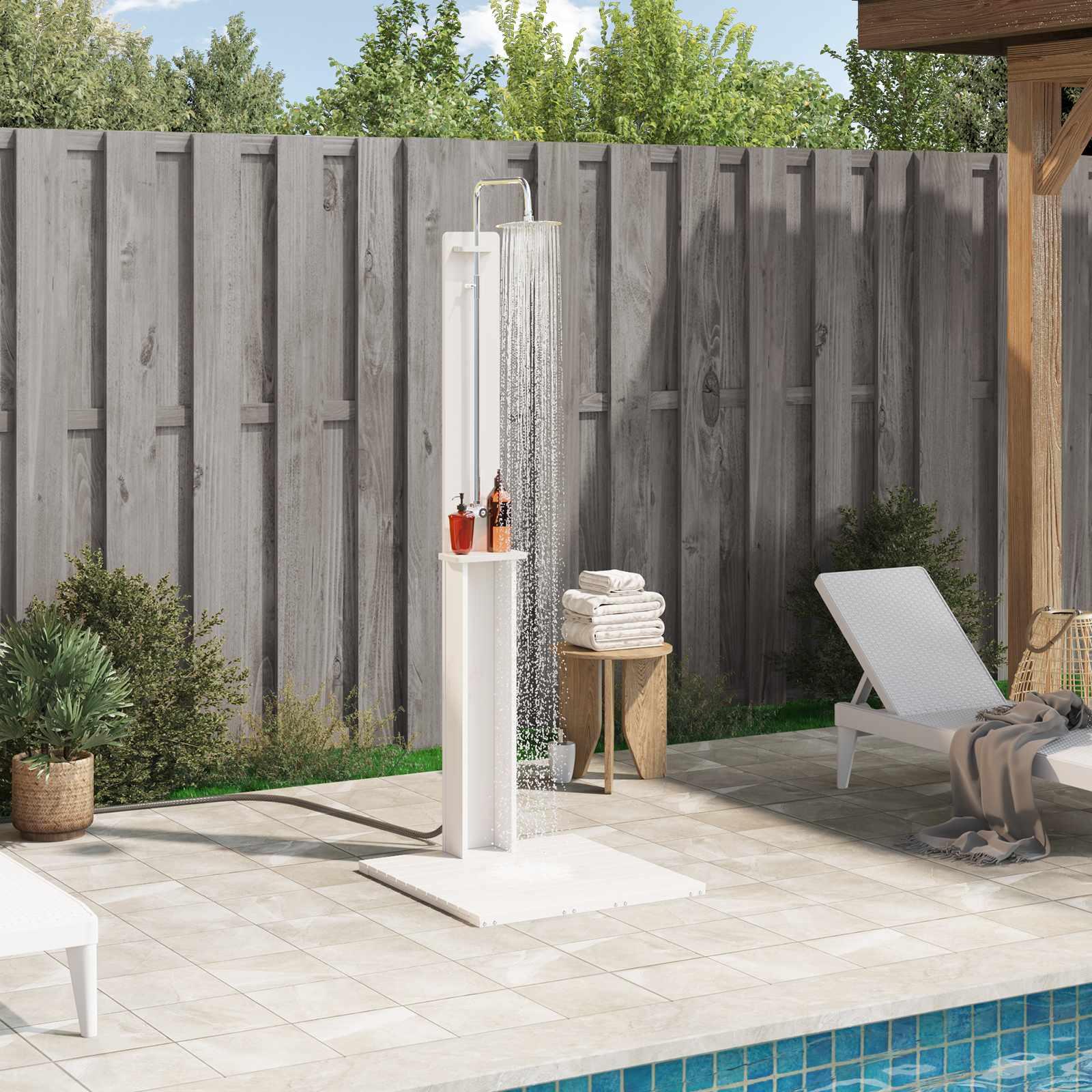 Udendørs bruser Hvid 75 x 76 x 217 cm Massivt fyrretræ
