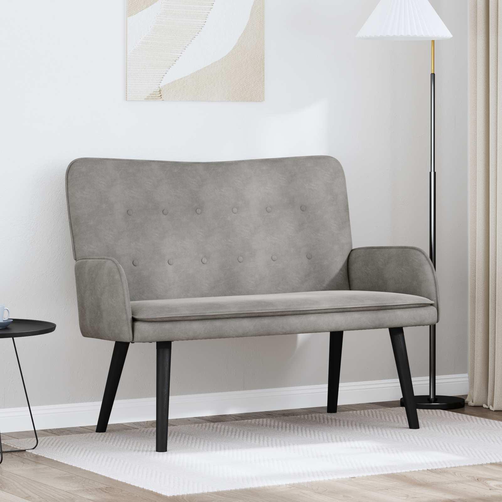 To-personers Sofa 115 X 61 X 87 Cm Fløjl - Lysegrå