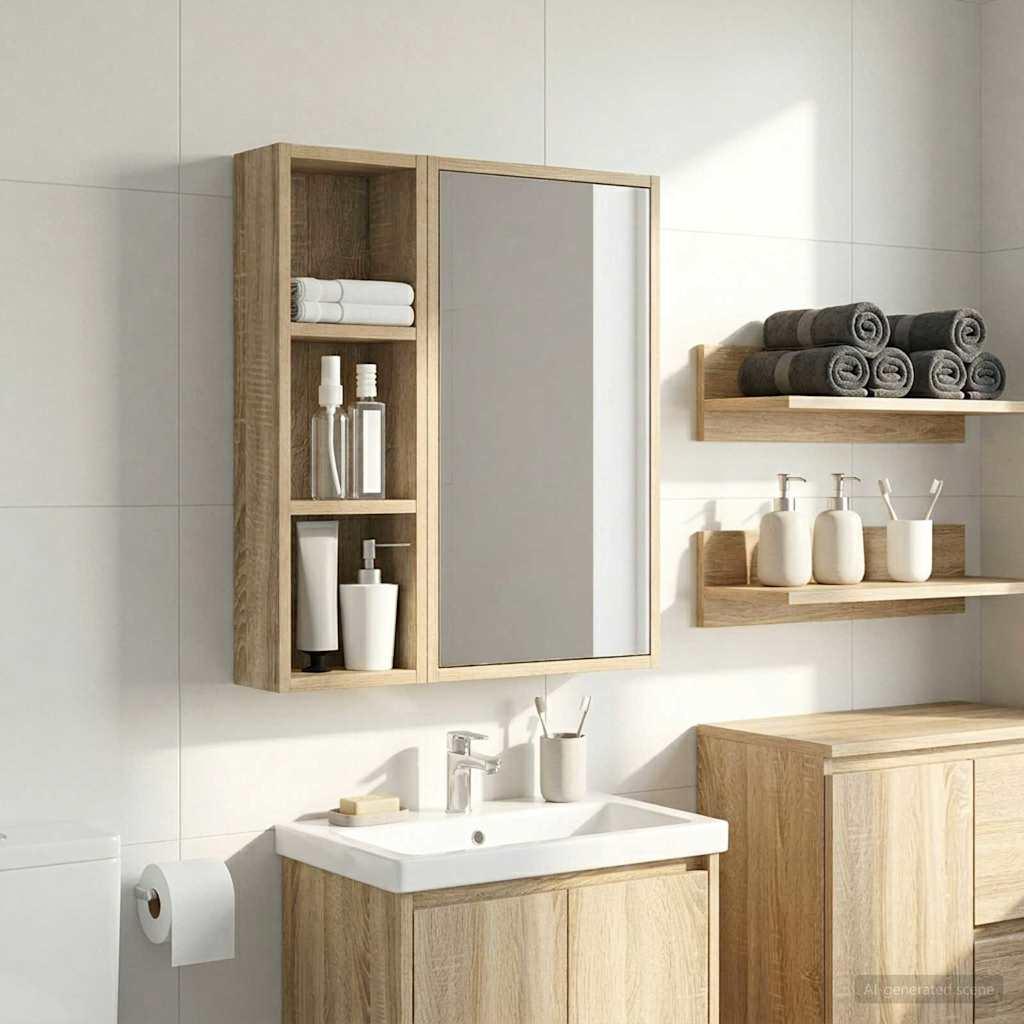 Badeværelsesvægskab Sonoma eg 20 x 10 x 60,5 cm Konstrueret træ