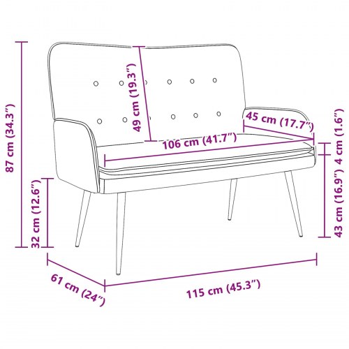 2-personers sofa Lyserød 115 x 61 x 87 cm Stof