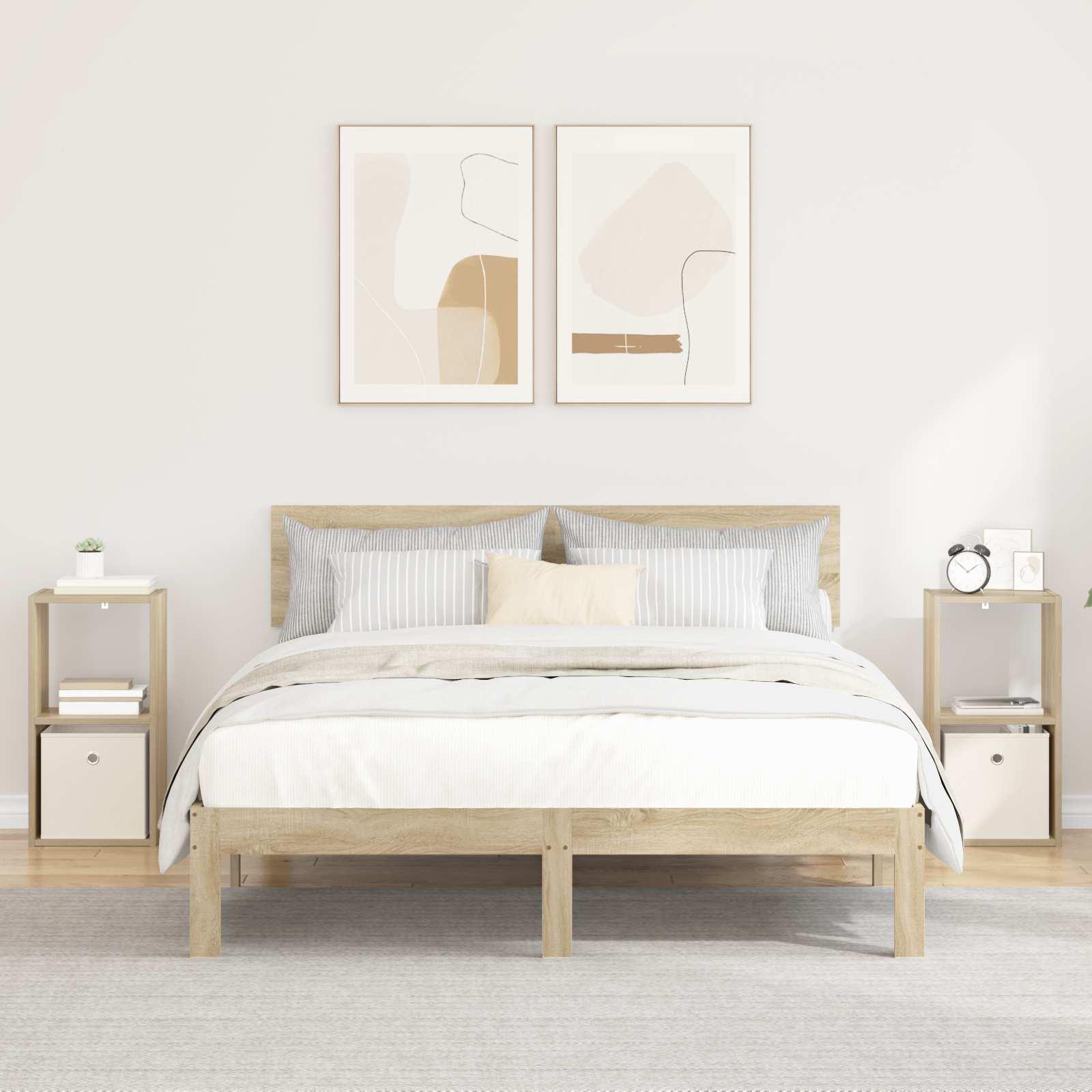 Sengebord 2 stk Sonoma eg 30,5 x 27 x 59,5 cm Konstrueret træ