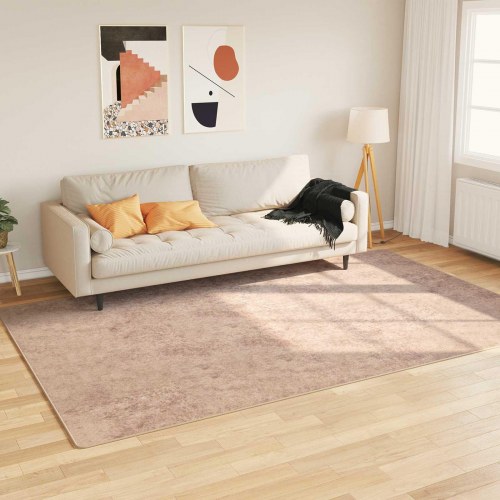 Løber-tæppe MARSA - sandfarvet 190 × 300 cm, polyester med skridsikker PVC-bagside