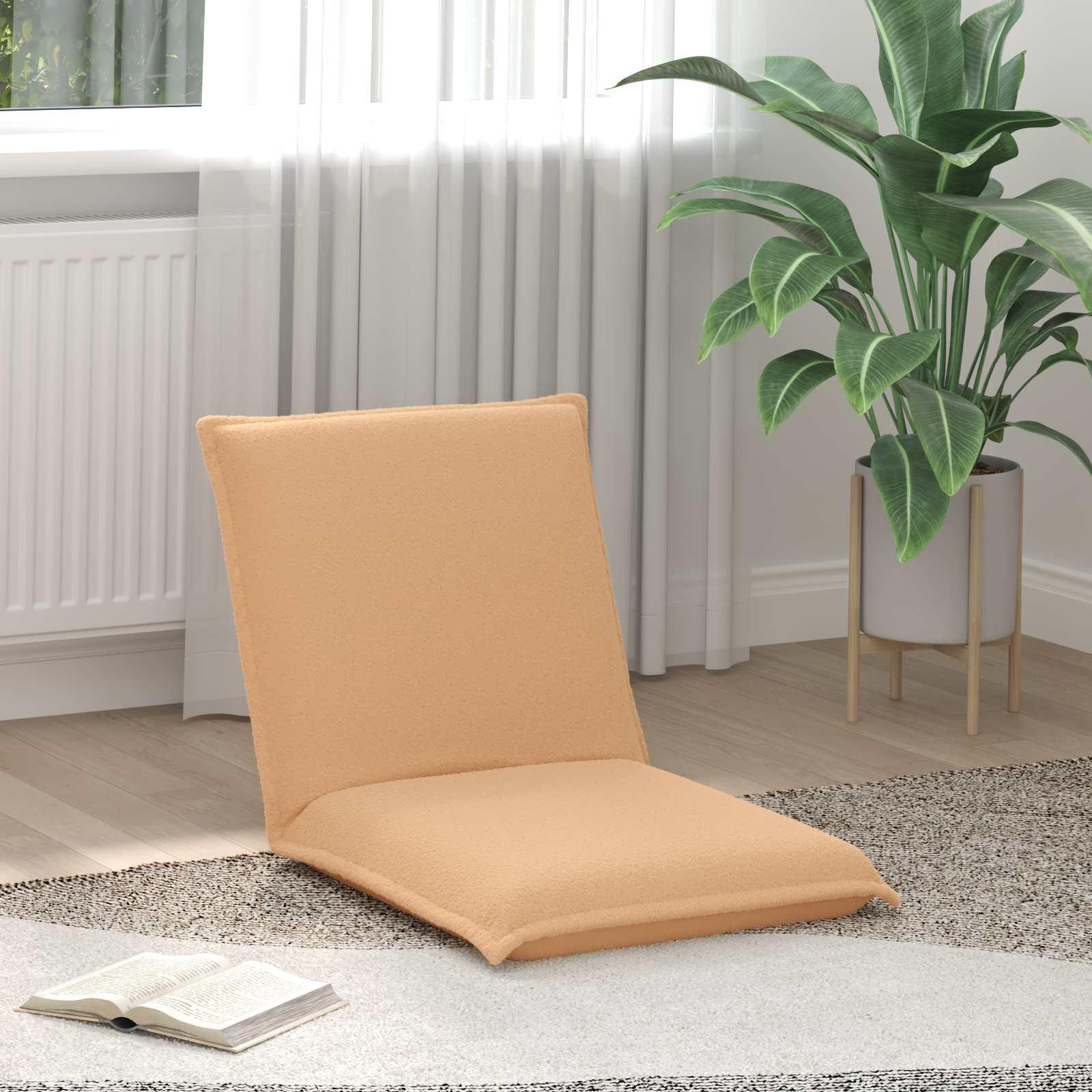Justerbar gulvstol i uldstof - beige loungestol med metalramme