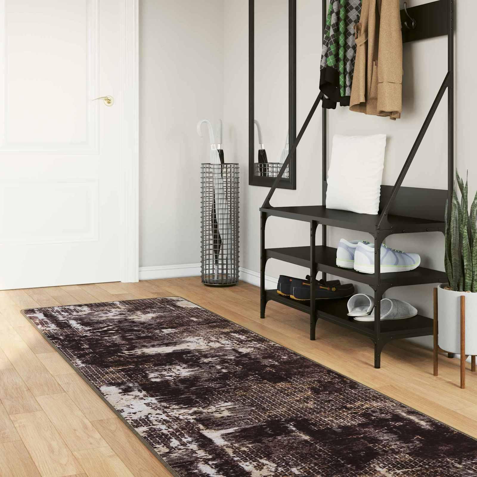 Tæppe Runner MARSA Sort 100 x 400 cm Polyester og PVC