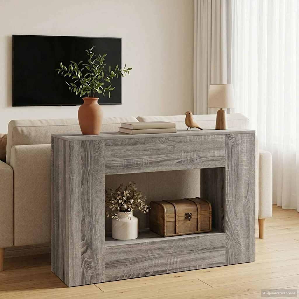 Konsolbord i konstrueret træ - 101 × 29 × 74 cm, grå trælook
