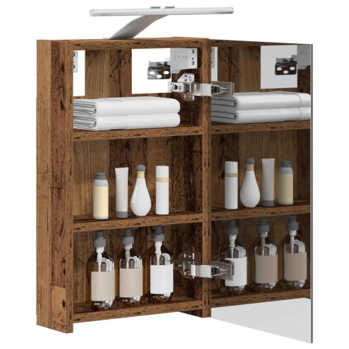 Badeværelsesspejlskab med hylde Gammelt træ 30 x 10,5 x 50 cm