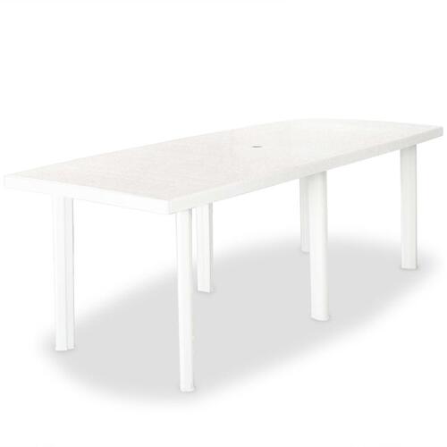 Udendørs spisebordssæt 11 dele plastik hvid