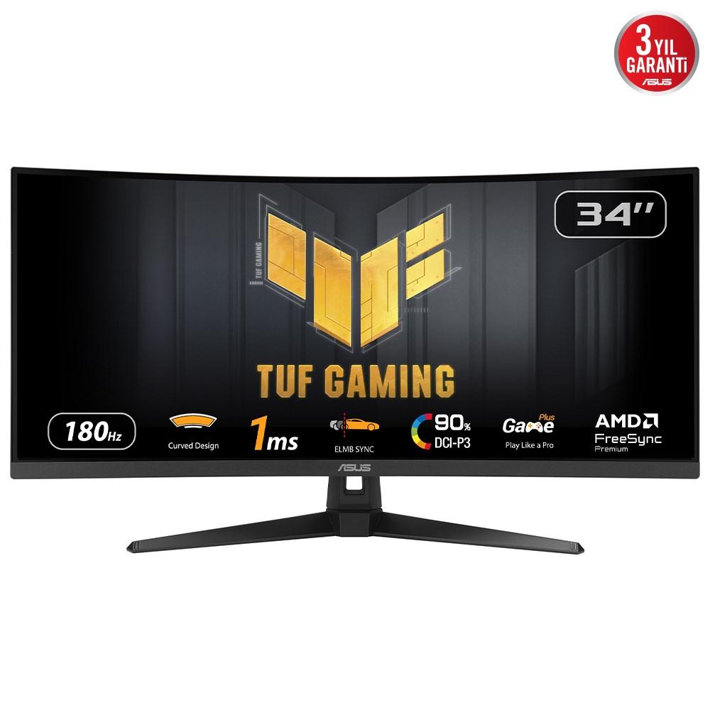 ASUS TUF Gaming VG34VQ3B 34" buet UWQHD gaming-skærm - 180 Hz, 1 ms, VA, sort billede