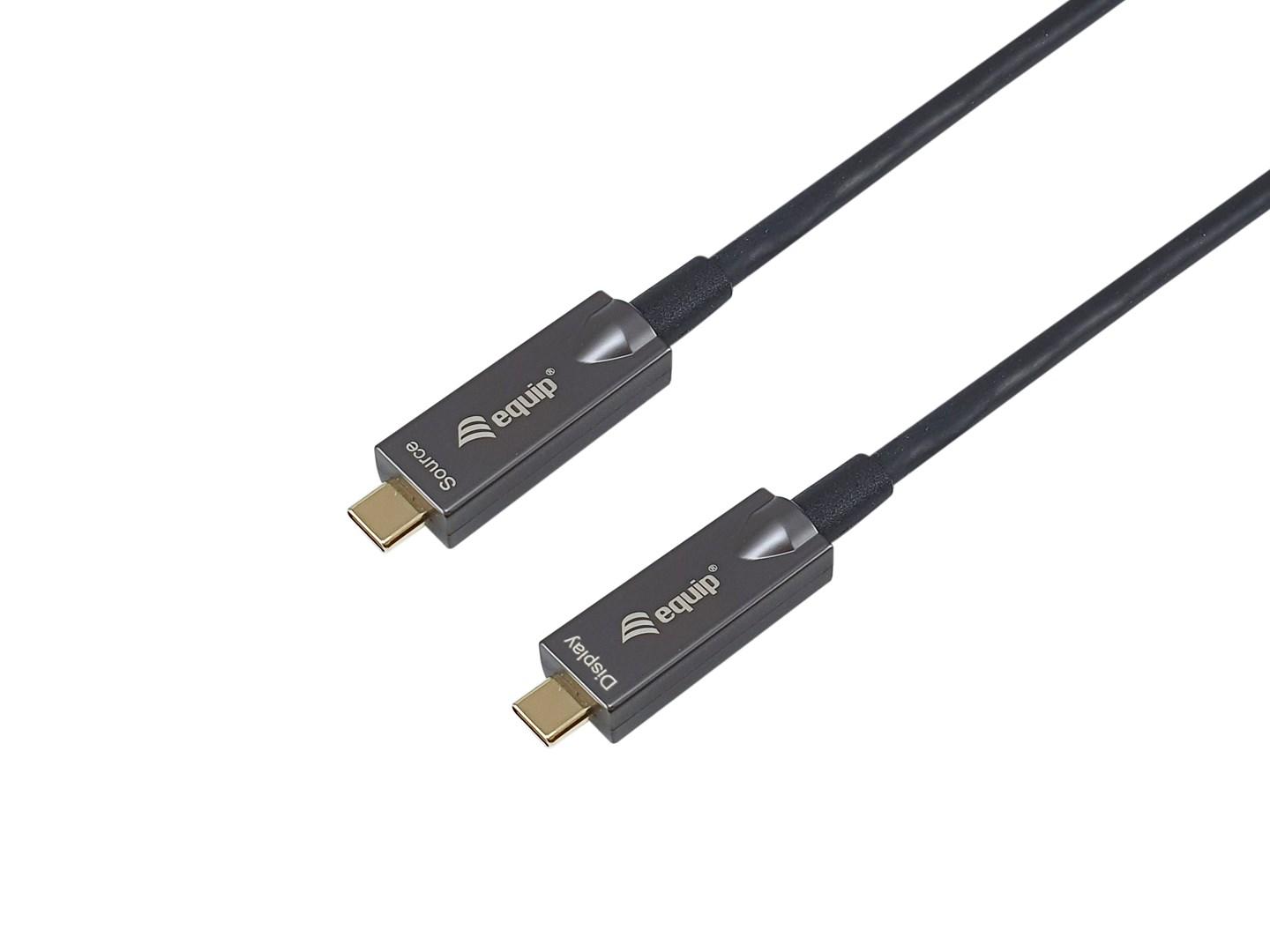 Equip USB‑C til USB‑C aktiv optisk kabel 10 m – 4K/60 Hz, video + data + PD