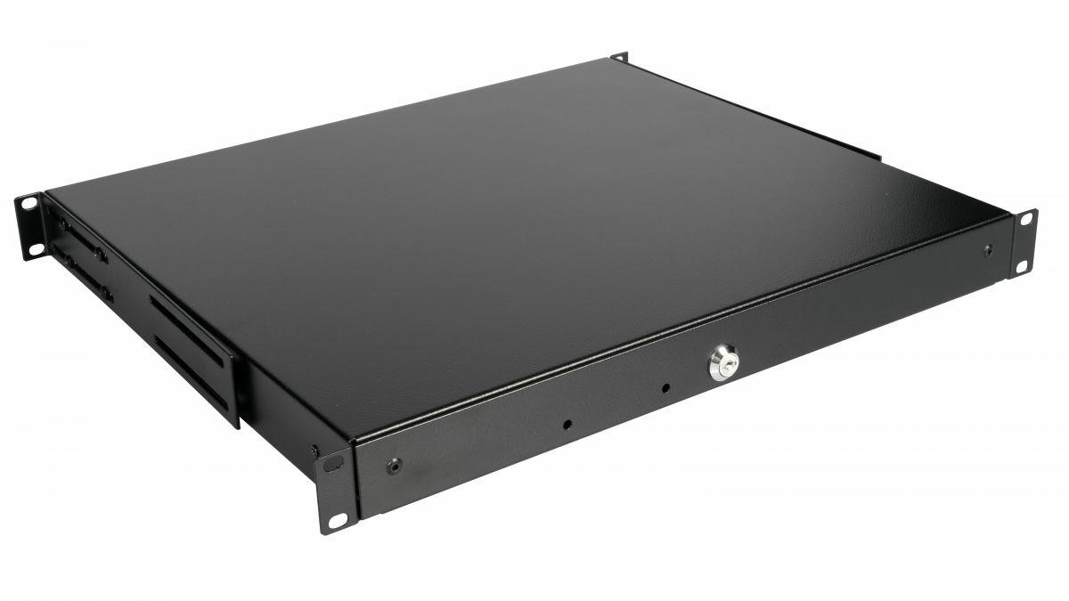 EQUIP låsbar 19" rackskuffe, 1U - RAL 9005 sort