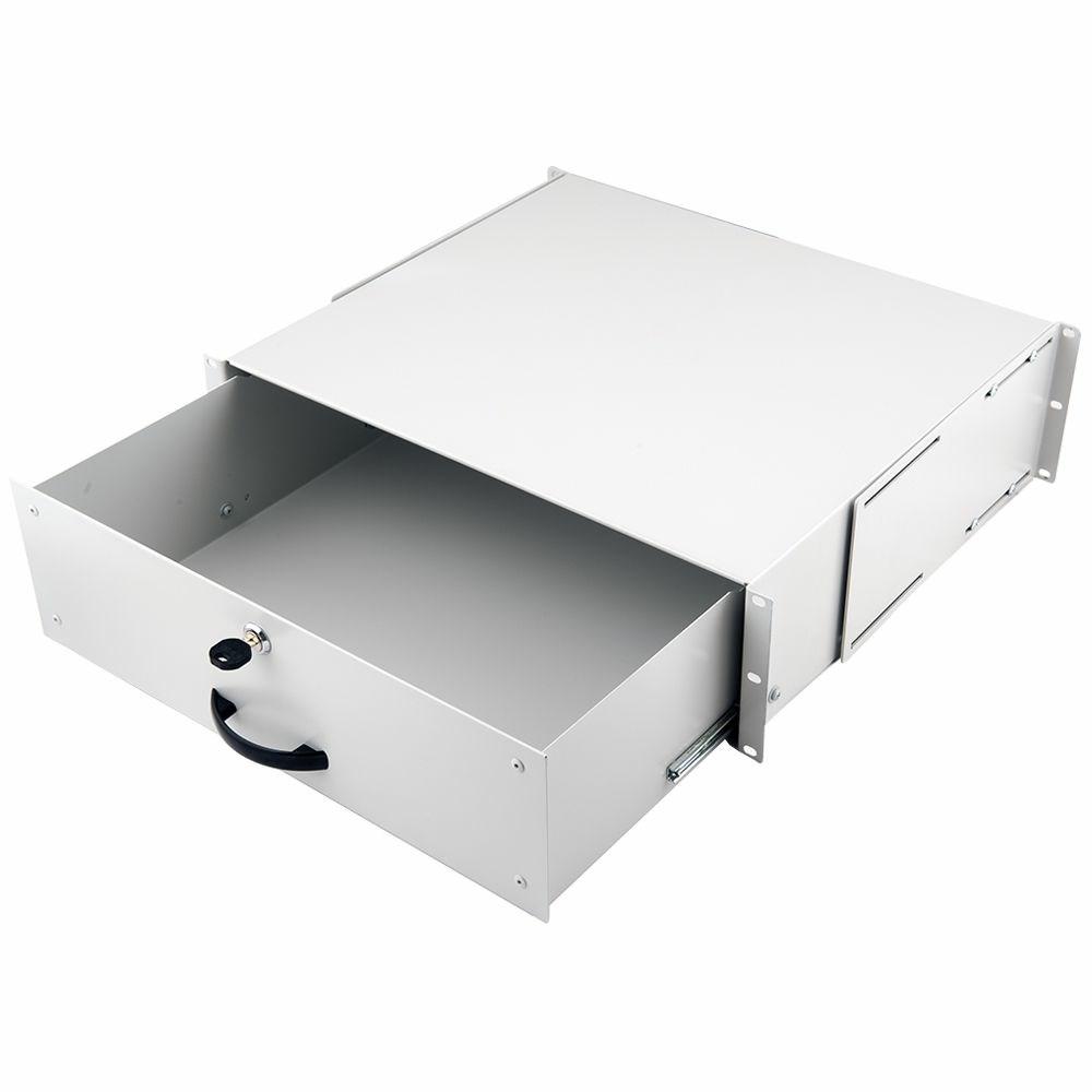 EQUIP låsbar 19" skuffe, 3U - RAL7035 lysegrå