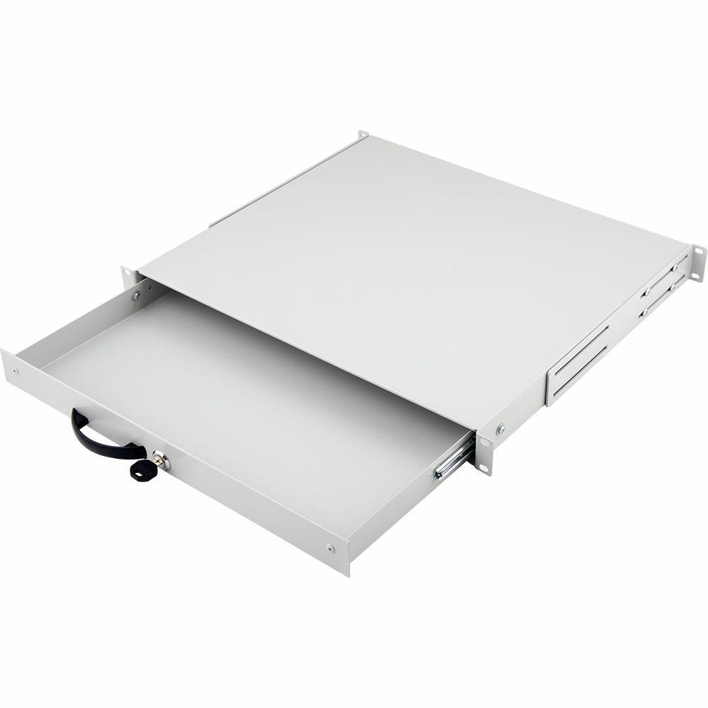 EQUIP låsbar 19" skuffe, 1U - RAL7035 lysegrå