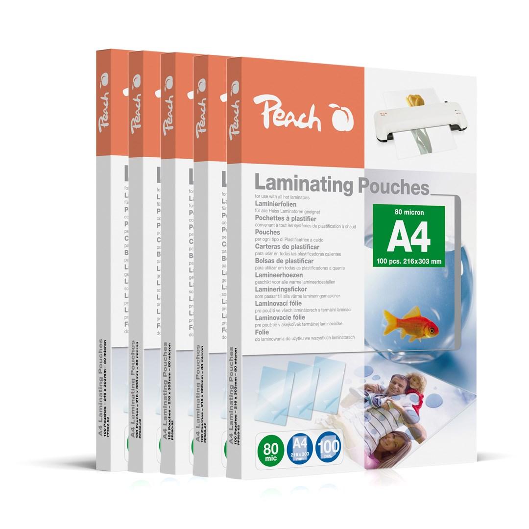 Peach lamineringslommer A4 - 80 mikron, 500 stk. billede