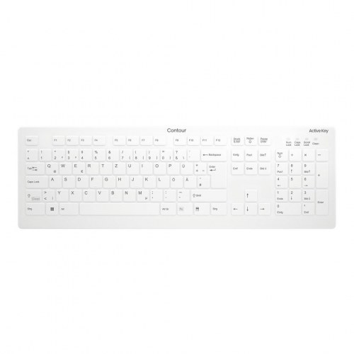 Contour Active Key QuickClean medicinsk tastatur med aftageligt cover - full-size, trådløst, hvid (DE)