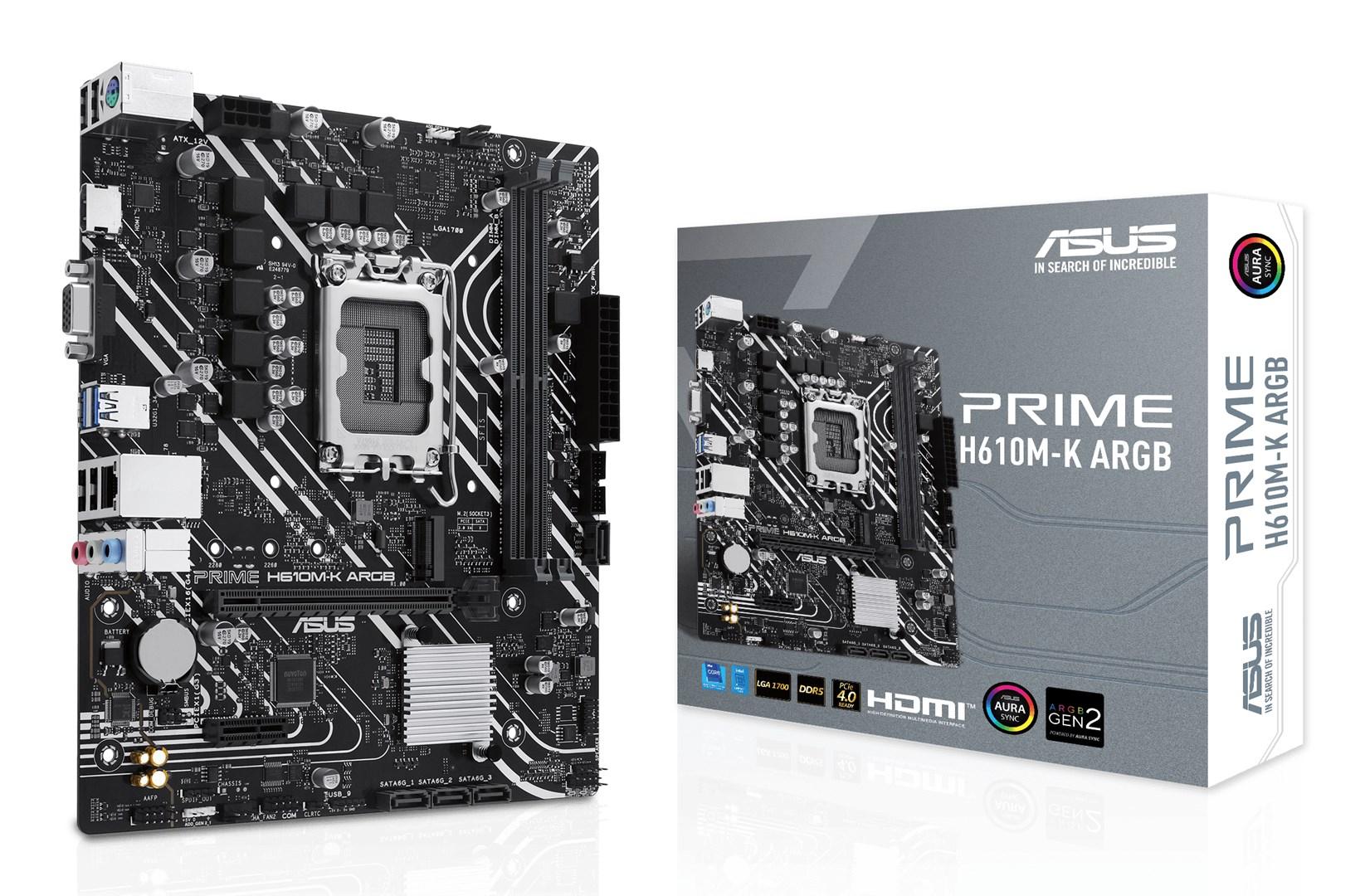 ASUS Prime H610M-K ARGB - Intel H610, LGA 1700, micro ATX bundkort billede