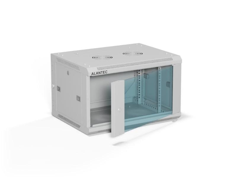 Szafa Alantec Szafa wiszaca 19" 6U 600x450, (opcja dwusekcyjna) drzwi szklane jednoskrzydlowe, tyl oslona pelna demontowalna, oslony boczne pe