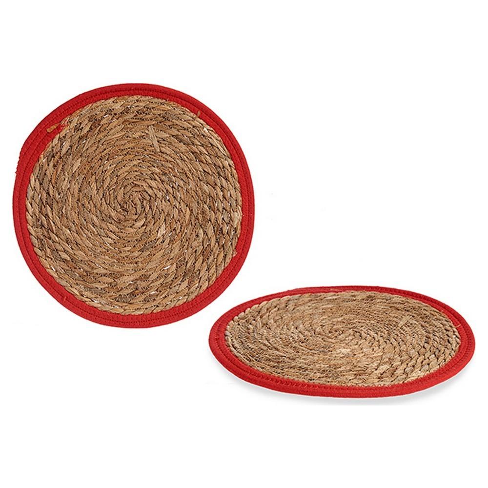 Dækkeserviet rund - brun/rød/natur, Ø 35 cm