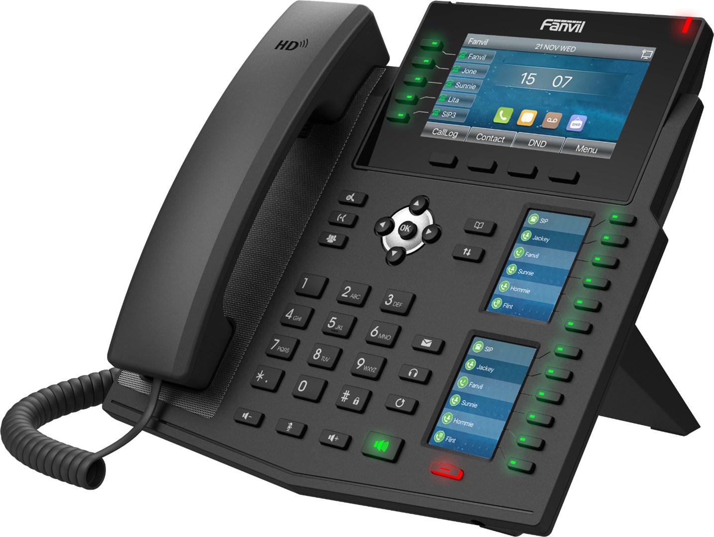 Fanvil X6U V2 IP-telefon – sort, 20 linjer, LCD, Wi‑Fi