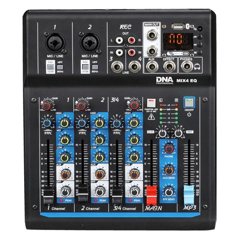DNA Professional MIX4 EQ – analog mikser med USB, MP3 og Bluetooth