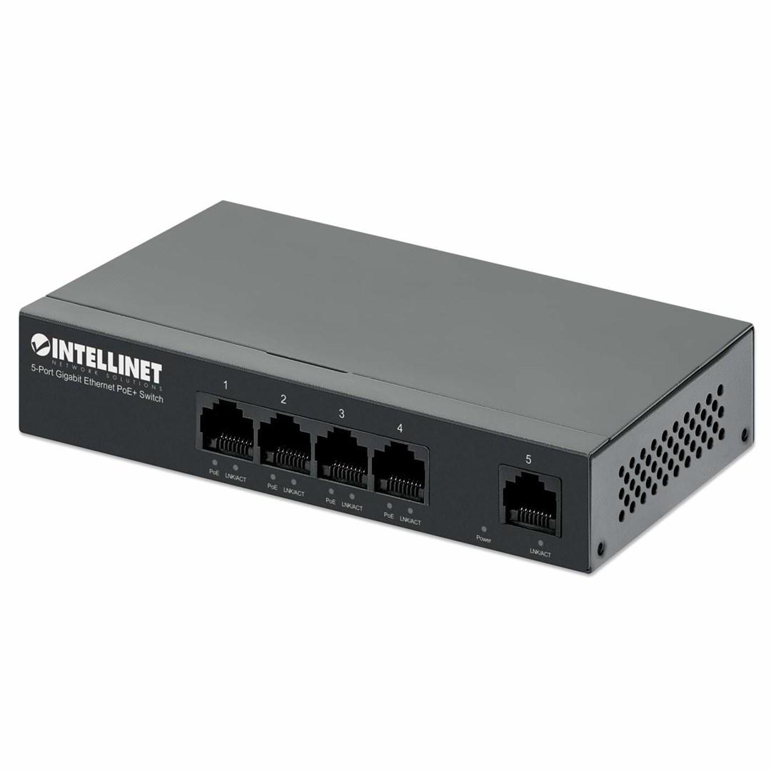 Intellinet 561792 - 5-port Gigabit Ethernet PoE+ switch, sort billede
