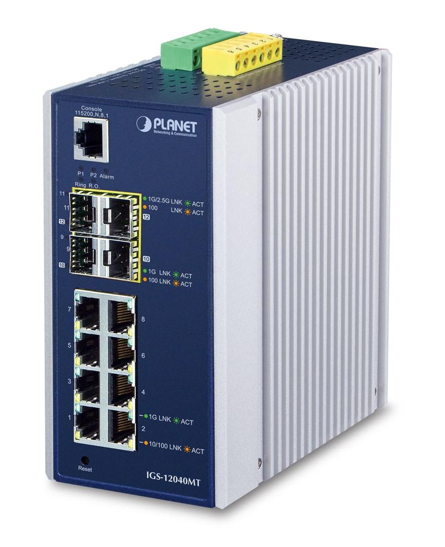 Planet IGS-12040MT industriel L2+ managed Gigabit switch - blå/hvid billede