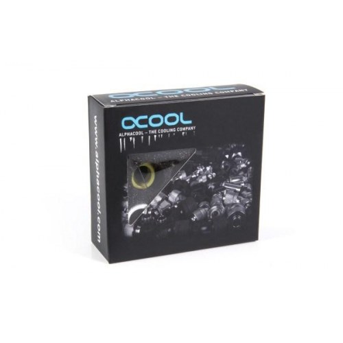 Alphacool Fitting 1/4" – hvid, messing, 6-pack