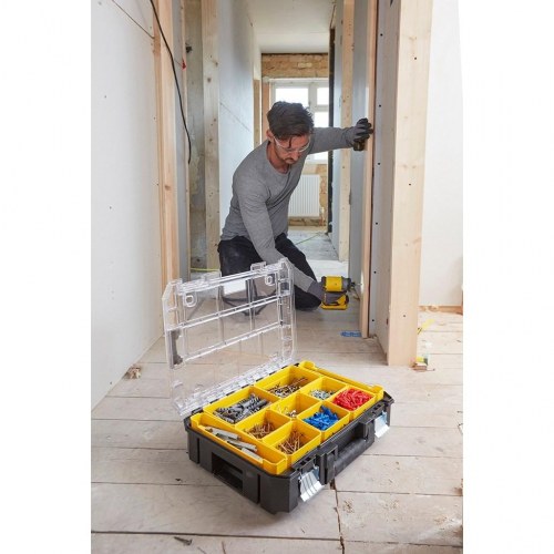 STANLEY FATMAX FMST82967-1 sortimentskasse – metal/PC, 10 rum, sort/gennemsigtig/gul